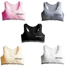 Opdruk "SPORT" - voorgevormde fitness-bh van katoenDames mode