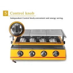 BBQ-grill - buitenoven - roestvrij staal en glas - LPG 4-pits gasBarbecue - BBQ