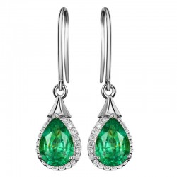 Elegante lange oorbellen met groen kristal - 925 sterling zilverOorbellen