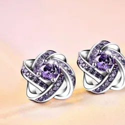 Exclusieve kleine ronde oorbellen met kristallen - 925 sterling zilverOorbellen