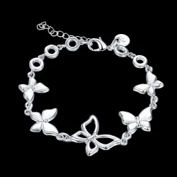 Trendy armband met vlinders - 925 sterling zilverArmbanden