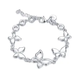 Trendy armband met vlinders - 925 sterling zilverArmbanden