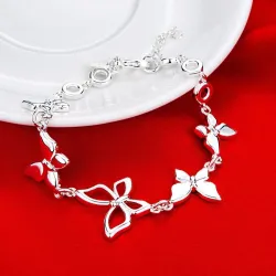 Trendy armband met vlinders - 925 sterling zilverArmbanden