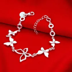 Trendy armband met vlinders - 925 sterling zilverArmbanden
