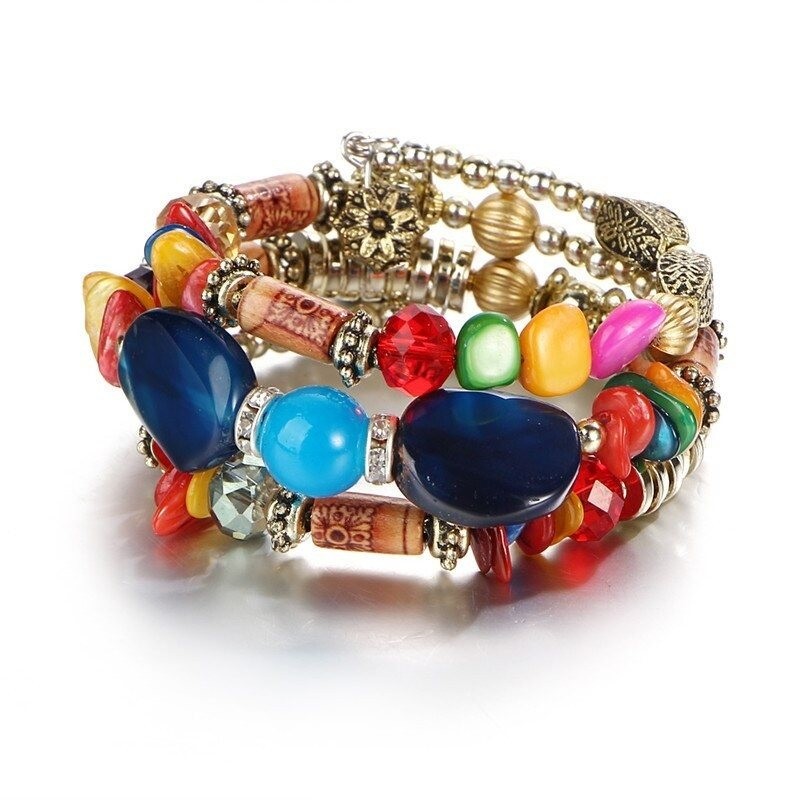Multi colored beads - charm bracelets - resin stoneArmbanden