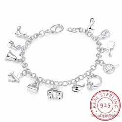 Pretty bracelet - 925 sterling silver - mixed crystalsArmbanden