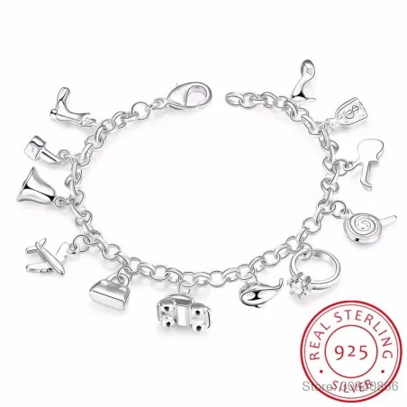 Pretty bracelet - 925 sterling silver - mixed crystalsArmbanden