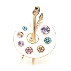 Painting Palette Brooches - Crystal - Enamel - Black - WhiteBroches