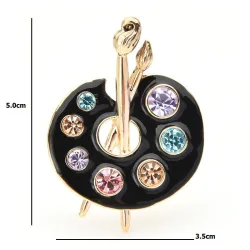 Painting Palette Brooches - Crystal - Enamel - Black - WhiteBroches