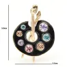 Painting Palette Brooches - Crystal - Enamel - Black - WhiteBroches