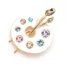 Painting Palette Brooches - Crystal - Enamel - Black - WhiteBroches