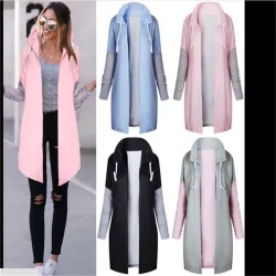 Women Coats - Casual - Hooded - Pink - Blue - BlackDames mode