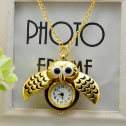 Vintage - Watch Owl - Pendant NecklaceKettingen