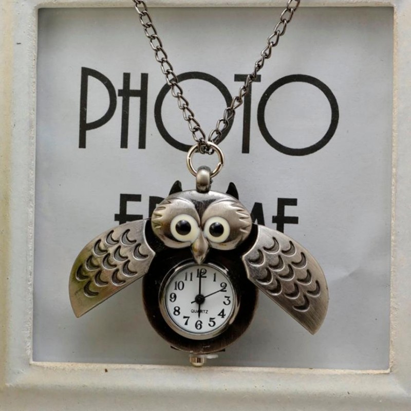 Vintage - Watch Owl - Pendant NecklaceKettingen