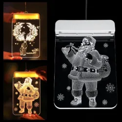 Kerst 3D decoratie voor deur / raam - LED licht - transparante plaat met zuignapKerstmis