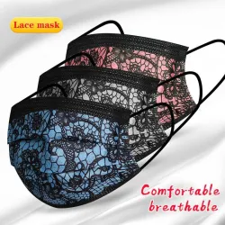 Mond- / gelaatsmaskers - wegwerp - 3-laags - kanten design - 10-50-100 stuksMondmaskers