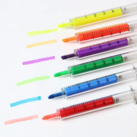 Needle / syringe shaped pens - highlighters - markers - 6 piecesPens & Pencils