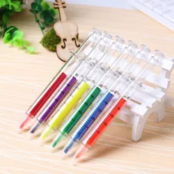 Needle / syringe shaped pens - highlighters - markers - 6 piecesPens & Pencils