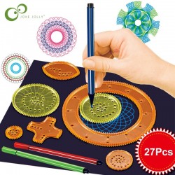 Spirograaf-tekening - in elkaar grijpende tandwielen - verf- / tekenaccessoires - educatief speelgoed - 22 stuksEducatief