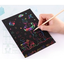 Kleur regenboog - scratch art papieren kaart - set met graffiti stencilEducatief