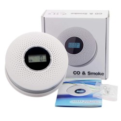 Smoke / carbon monoxide detector - with sound warning / numbers display - battery poweredHome security