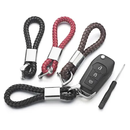 Custom Lettering Keychains - Woven Leather - KeyringsSleutelhangers