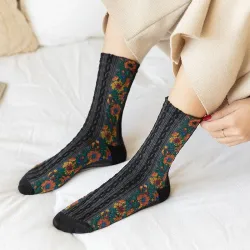 Embroidery Flower Socks - Ethnic StyleDames mode