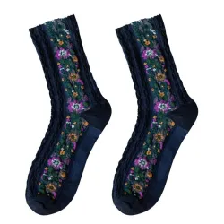 Embroidery Flower Socks - Ethnic Style - WomenWomen's fashion