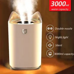 Air Humidifier - 3000ML - Double Nozzle - Cool Mist - Colorful LEDLuchtbevochtigers