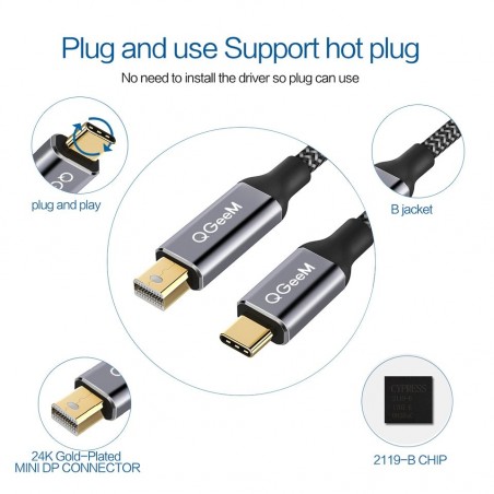 USB - Type C to Mini - Display Port Cable - Converter- Macbook - Huawei Mate 10Electronica & Gereedschap