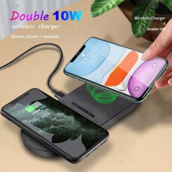 2 in 1 Qi Wireless Charger - Samsung S20 - S10 - Double Fast Charging PadOpladers