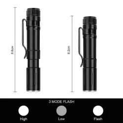 Mini zaklamp - met clip - 3 lichtstanden - instelbare focusZaklampen