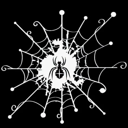 Cartoon web met een spin - autostickerStickers