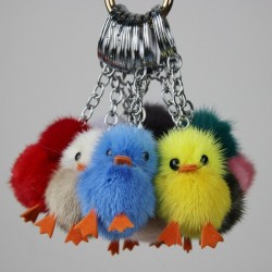 Fluffy furry pom pom with chicks - keychainKeyrings