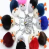 Pluizige harige pompon met kuikens - sleutelhangerSleutelhangers