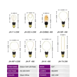 E27 - 220V - 240V - 3W - 4W - 4.5W - vintage LED bulb - irregular designE27