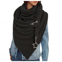 Multi-purpose shawl with metal star - scarf with buttons / dotsScarves