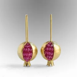 Goud / zilver granaatappel - elegante oorbellenOorbellen