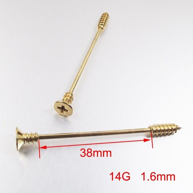 Twisted industrial barbell - body piercing - stainless steel - 38mmEarrings