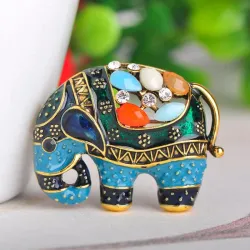 Thailand elephant with crystals - broochBrooches