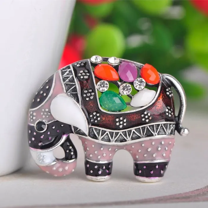 Thailand olifant met kristallen - brocheBroches