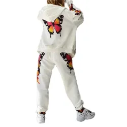 Fashionable tracksuit with printed butterflies - hoodie / pants - setHoodies & Jumpers