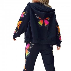 Modieus trainingspak met geprinte vlinders - hoodie / broek - setHoodies & Truien