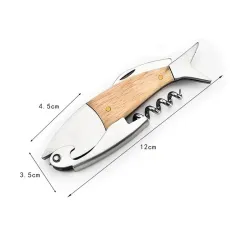 Kurkentrekker / flesopener met houten handvat - visvormBar producten