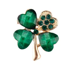 Four leaf clover - crystal broochBrooches