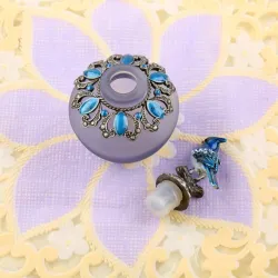 Vintage handmade glass perfume bottle - refillable - blue bird - 40mlPerfumes