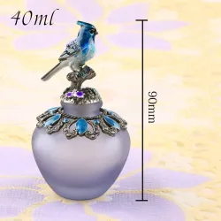 Vintage handgemaakte glazen parfumfles - hervulbaar - blauwe vogel - 40mlParfum