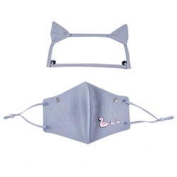Mouth / face protective mask - detachable eye shield with cat ears - reusable - for kids