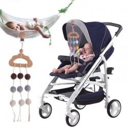 Baby bijtring - gehaakte kralen - kinderwagen / bed houten clip - hangend speelgoedKinderen