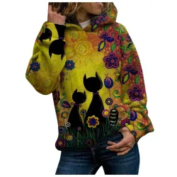 Hoodie with cat print - long sleeve sweaterHoodies & Jumpers
